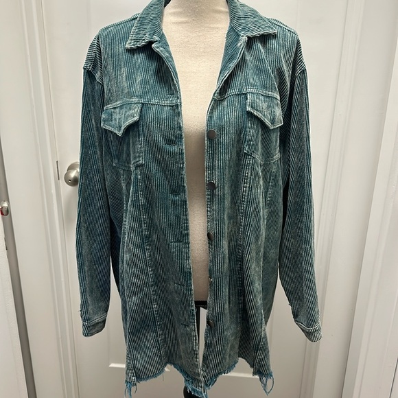 Oversized Teal Corduroy Jacket - Picture 1 of 4
